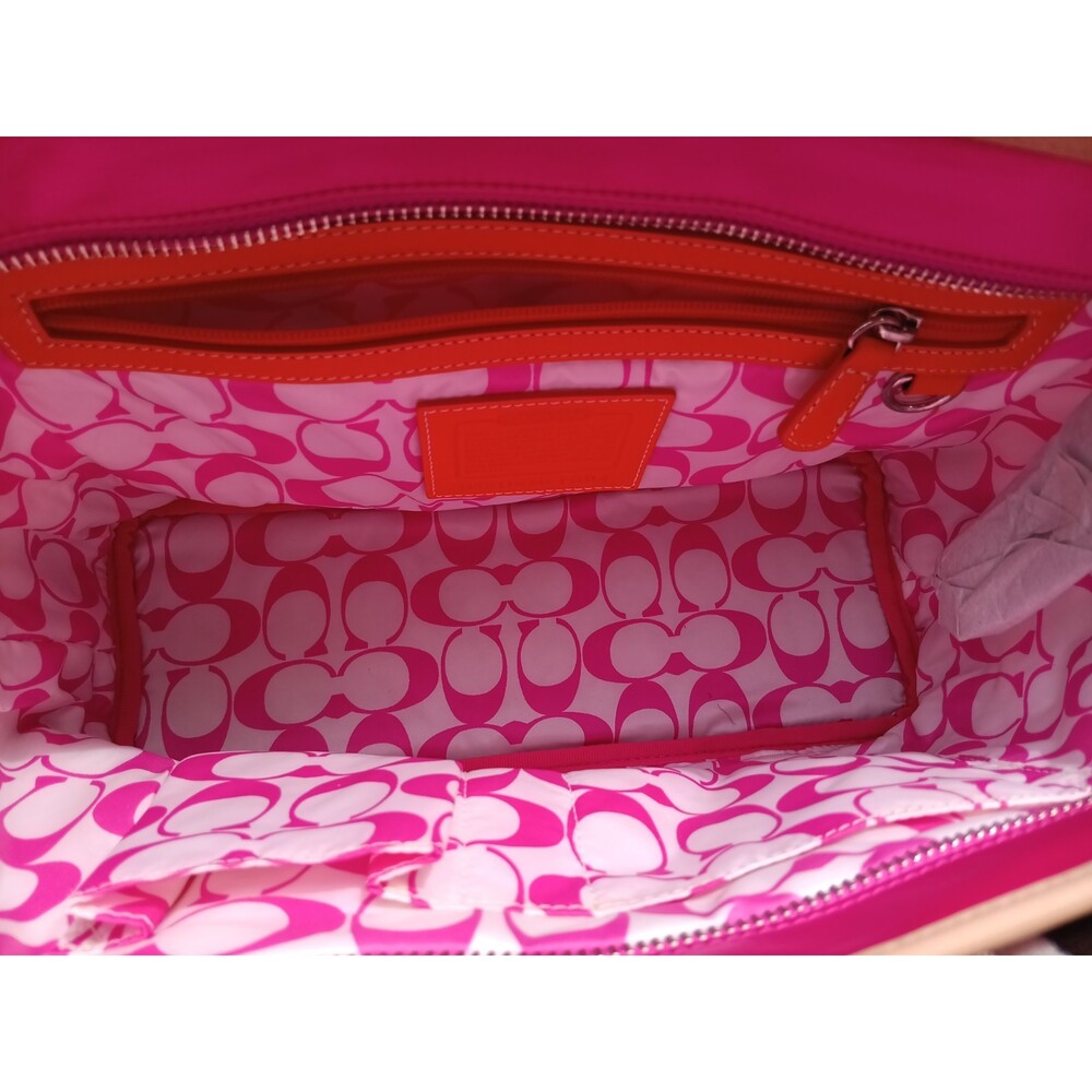 Y2K Hot Pink Hamptons Tote Orange Trim Chocolate Brown Accents Never Carried - Picture 10 of 12